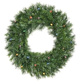 30 Pre-Lit LED Battery Operated Wisconsin Christmas Wreath - Multi Lights by Vickerman