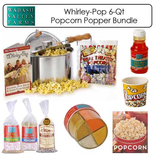 Cheap Wabash Valley Farms 25008A Whirley-Pop 6-Qt Stovetop Popcorn Popper Silver Bundle With Popcorn, Seasoning, Popping Oil, Cookbook & Popcorn Tub