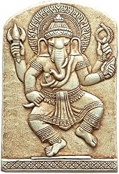 Small Dancing Ganesh Wall Relief, 6"H