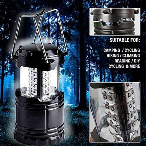 Schoolsupplies Ultra Bright Collapsible 30 Led Lightweight Camping Lantern for Camping Fishing Hiking Etc, Collapsible Camping Lights, Also As Emergency Lantern (60lm, 30 Bright Leds, Battery Powered)
