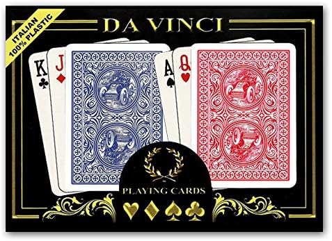 Da Vinci Classico, Italian 100% Plastic Playing Cards, 2-deck Set Poker Size, W/hard Shell Case & 2 Cut Cards; Choose Regular or Jumbo Index