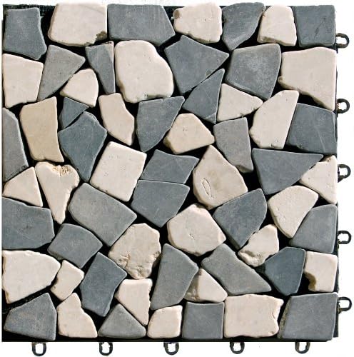 EzyTile Interlocking Mosaic Stone Deck Tiles 12" x 12" (Box of 6 Tiles)