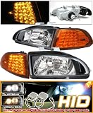 92-95 HONDA CIVIC JDM STYLE BLACK HEADLIGHTS + LED CORNER LIGHTS w/ HID KIT