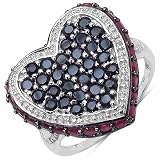 2.65 Carat Genuine Black Spinel & Ruby Sterling Silver Ring