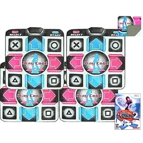 4 x Wii Dance Dance Revolution DDR Non-Slip Dance Pad + Dance Dance Revolution DDR Hottest Party 2 (