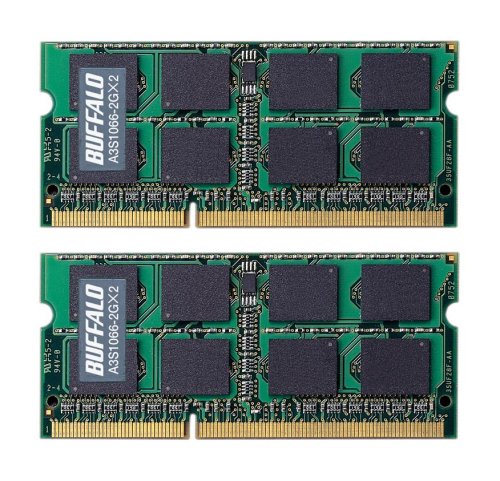BUFFALO PC3-8500(DDR3-1066)対応 204Pin用 DDR3 SDRAM S.O.DIMM 2枚組 for Mac A3S1066-2GX2