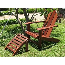 Eco Friendly Outdoor Adirondack Chair and Ottoman by Ewins