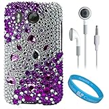 Purple and Silver Rhinestone Diamante Protective Crystal Hard Case for HTC  ....
