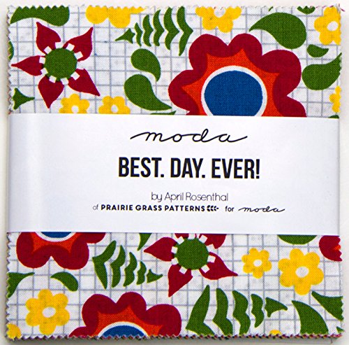 Moda Best. Day. Ever! Charm Pack, Set of 42 5x5-inch (12.7x12.7cm) Precut Cotton Fabric Squares