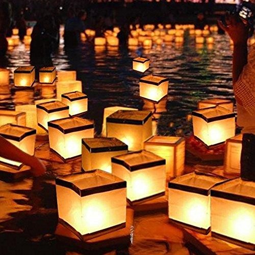 Homecube Outdoor Water Floating Candle Lanterns Biodegradable White Chinese Paper Lanterns for Wishing, Praying, Floating 10 Pack 5.9 Inch