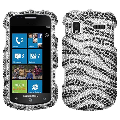 Rhinestones Protector Case for Samsung Focus i917, Zebra Stripes Full Diamond