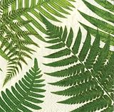 Entertaining with Caspari Set of 2 John Derian Ferns Set of 20 Paper Cocktail Napkin, Ivory