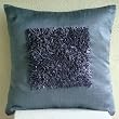 Vintage Blue Love - Decorative Pillow Covers - Silk Pillow Cover Embroidered with Satin Ribbons