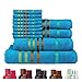 Casa Copenhagen Exotic Cotton 475 GSM 12 Pieces Bath, Hand & Washcloth Towels Set - Teal Sachet