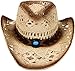 D Diana Dickson Classic Western Structured Curved Brim Straw Cowboy Hat,Beige 1