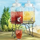 2 Glass Beverage Dispensers on Stand