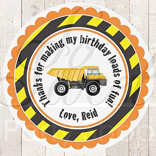 Construction Birthday Stickers - Party Favor Stickers - Set of 24