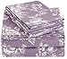 Amazon Basics Printed Lightweight Flannel Sheet Set - Queen, Floral Lavender