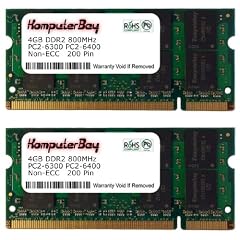 KOMPUTERBAY 8GB Dual Channel Kit 2 x 4 GB 200 pin DDR2-800 (PC2-6400) SO-DIMM 256Mx8x16 double side f�r DDR2 Notebooks mit 8GB Unterst�tzung