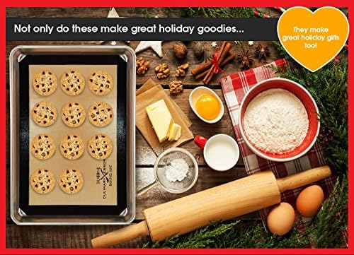 Baking Mat - High Grade Silicone Sheet Replaces Parchment Paper - Half Sheet Size 16.5x11.5 Inches - Set of 2 Non Stick - Espresso