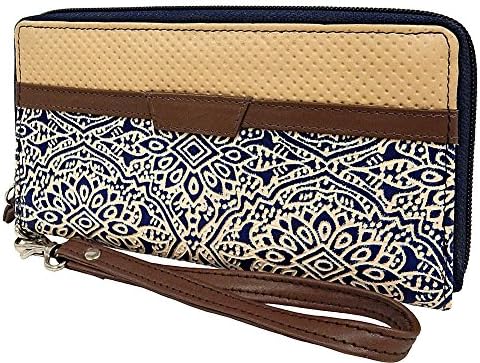 Great American Leatherworks Mixed Media Wristlet (Navy/Alabaster)