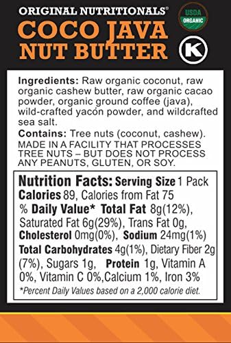Original Nutritionals First Fuel Series, Coco Java Nut Butter, Endurance & Energy Nutrition Pack - USDA Organic, KSA Kosher (0.5 Ounces) (20)