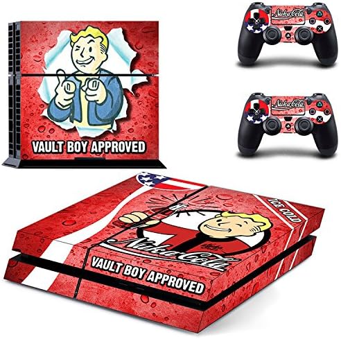 GMJIA PS4 Designer Skin for Sony PlayStation 4 Console System plus Two(2) Decals for PS4 Dualshock Controller - Fallout4 Vault boy approved