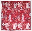 Japanese Noren Split Door Curtain - Geisha Design, Cotton, Red Background