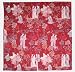 Japanese Noren Split Door Curtain - Geisha Design, Cotton, Red Background