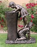 Garden Water Features & Outdoor Fountains item: Children Boy & Girl Bronze LED Lighted Garden Water Fountain