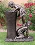 Children Boy & Girl Bronze LED Lighted Garden Water Fountain