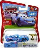 Disney / Pixar CARS Movie 1:55 Die Cast Car with Lenticular Eyes Dinoco Lightning McQueen with Piston Cup Chase Piece!