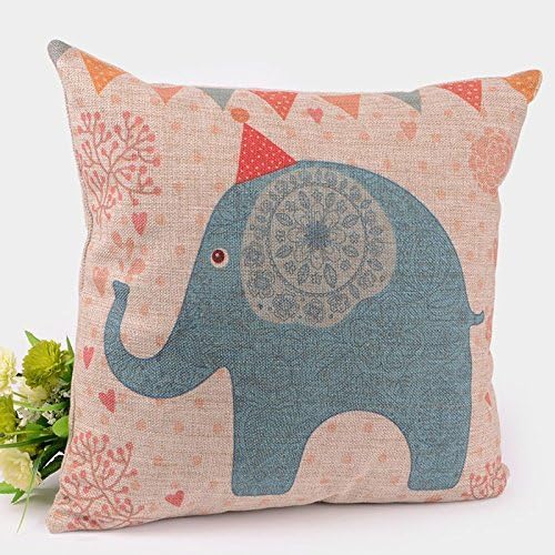 New Design Cartoon Flower Elephant Wear Hat Love Branch Orange Red Blue Cushion Covers Square Pillow Cases