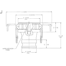 Dixon 4030-DAVR-AL Aluminum Cam and Groove Hose Fitting, Vapor Recovery Coupler with Probe, 4" Socket x 3" Adapter