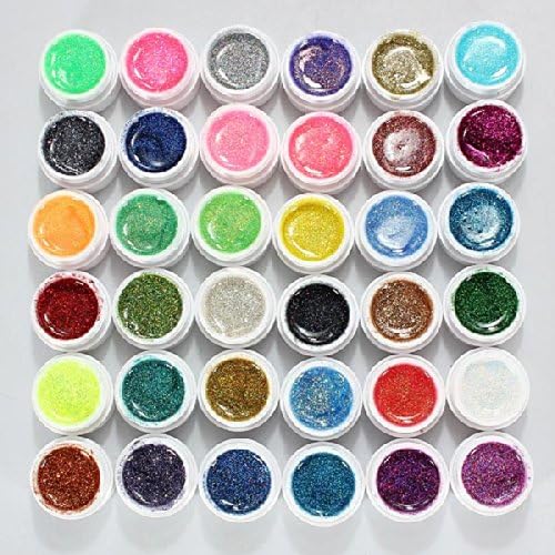 36 Pots Glitter Powder Uv Builder Gel Nail Art Decoration Set