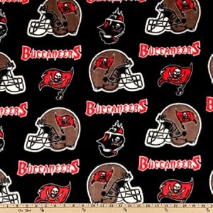 60-Wide-NFL-Fleece-Tampa-Bay-Buccaneers-Black-Red-Fabric-By-The-Yard