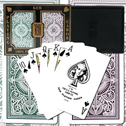 KEM 100% Plastic Playing Cards - Brown & Green Narrow