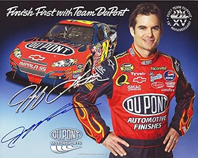 AUTOGRAPHED 2007 Jeff Gordon #24 DuPont Flames Racing (Finish First with Team DuPont) Signed Photo 8X10 NASCAR Hero Card with COA