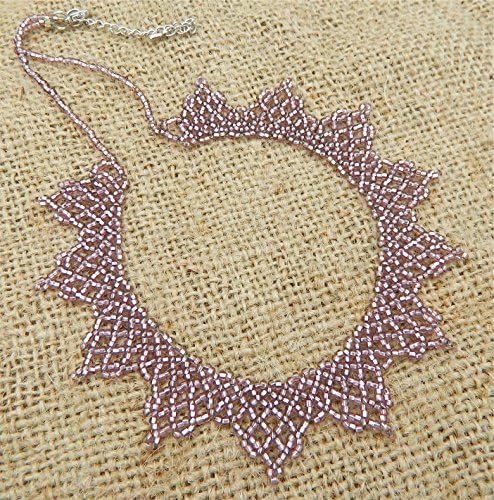 Sparkly light amethyst beaded lace choker
