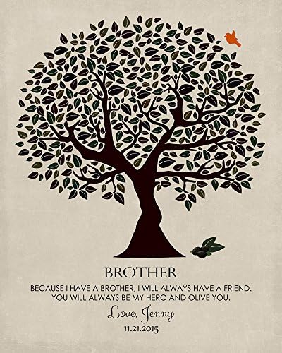 8x10 Unframed Personalized Gift For Brother From Sister Olive You Tree Wedding Gift Birthday Gift Thank You Custom Art Print