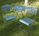 Blue Turin Table, 2x Blue Turin Chairs Bistro Garden Furniture Set