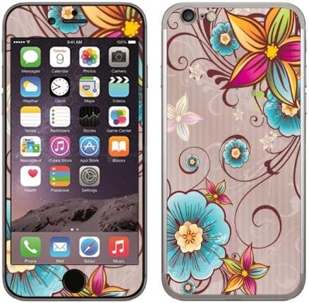 Fincibo (TM) Apple iPhone 6 4.7 inch Decal Vinyl Sticker Skin Cover - Rainbow Flower On Brown