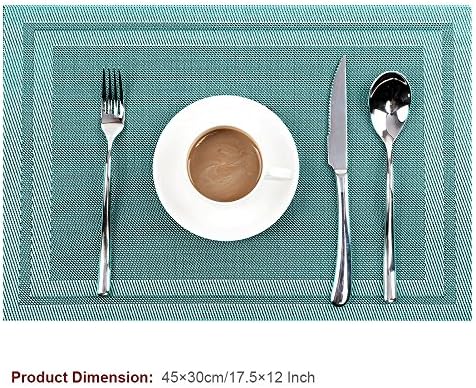 Placemats, Easome Washable Stain-resistant Woven Vinyl Kitchen PVC Non-slip Insulation Placemats Set of 4 ( Blue )