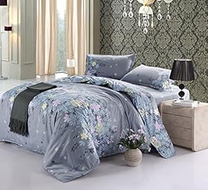 Cotton Blend Well Designed Printed Floral Pattern Duvet Cover Sets Full Queen Size