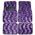 Purple Zebra White Tiger Animal Print Carpet Floor Mats for Cars / Truck - A Set of 4 Universal Fit
