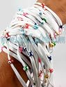 White Velvet Evil Eye String Bracelet with Multicolor Beads