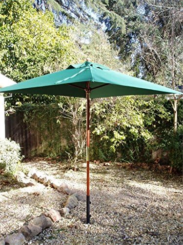 MJJ Sales, 6.5' x 6.5' Square Wood Market Umbrella - Forest Green