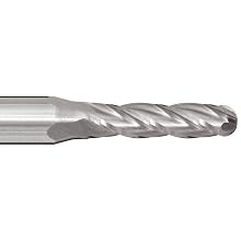 Melin Tool CCMG-B Carbide Ball Nose End Mill, Uncoated (Bright) Finish, 30 Deg Helix, 4 Flutes, 3.5000" Overall Length, 0.5625" Cutting Diameter, 0.5625" Shank Diameter