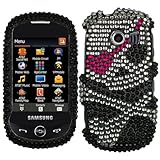 Black Silver Pirate Skull Full Diamond Bling Snap on Design Hard Case Facep ....
