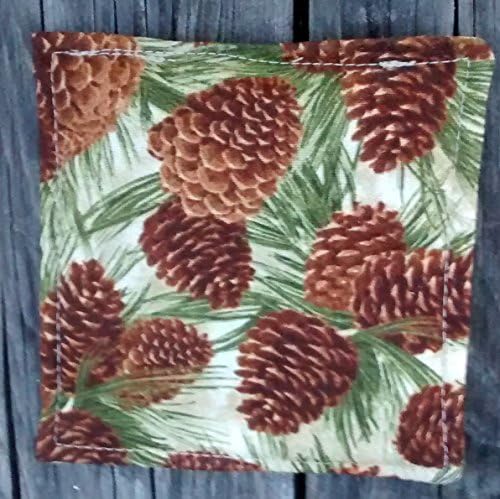 Pine Cone and Needles 5 x 5 inch Balsam Fir filled, scented coaster, mug mat